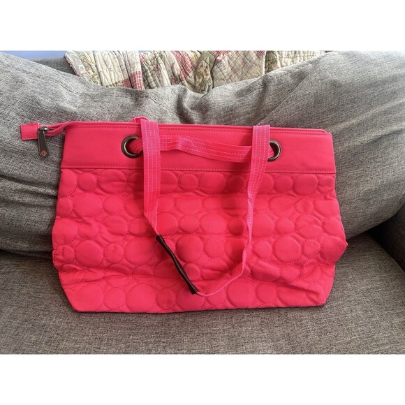 Thirty One Vary You Versatile Tote In Coral Quilted Dots Double Handle Bag - Picture 2 of 9